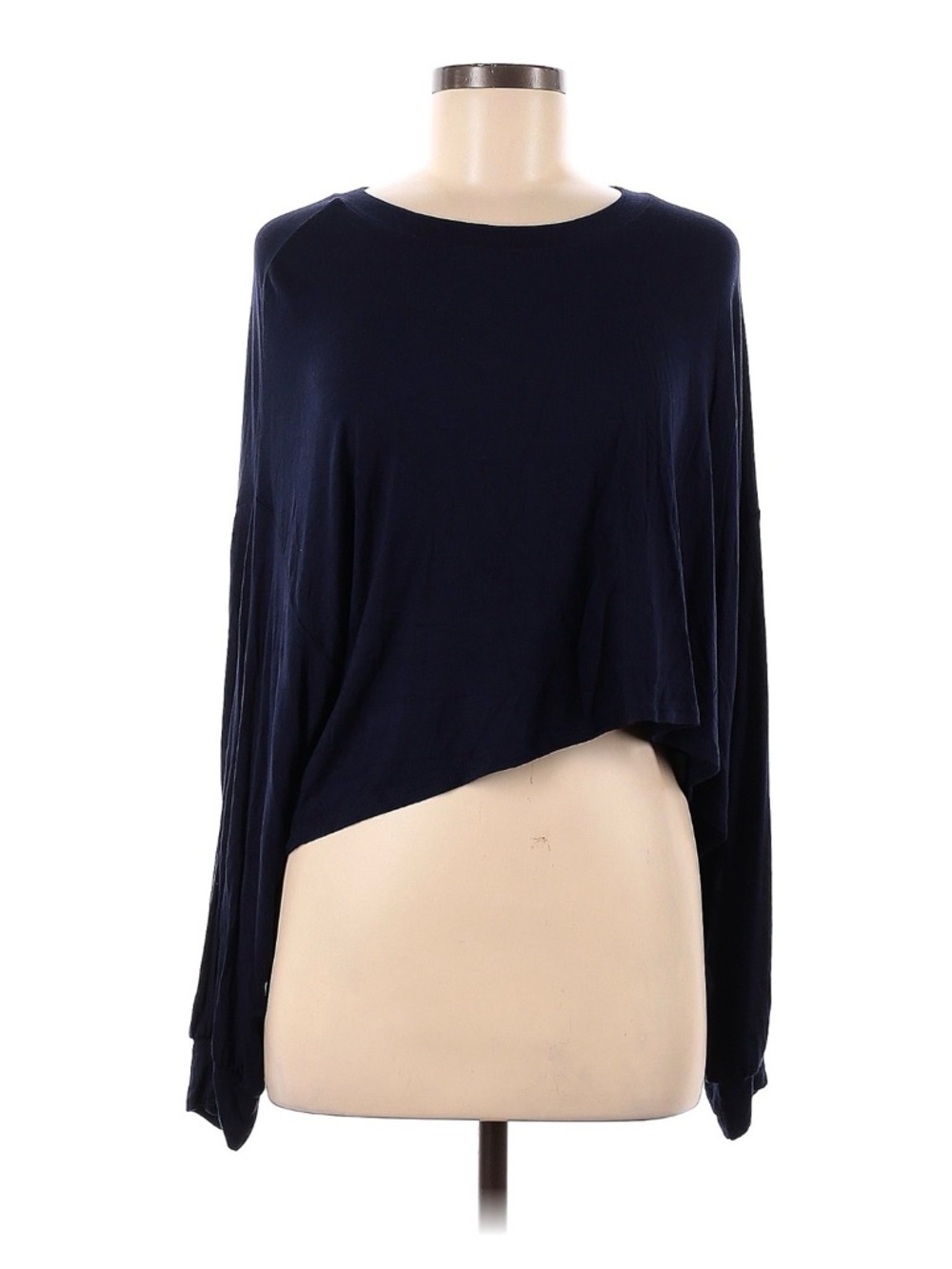 Buru Navy Long Sleeve Asymmetrical Hem Top Size S